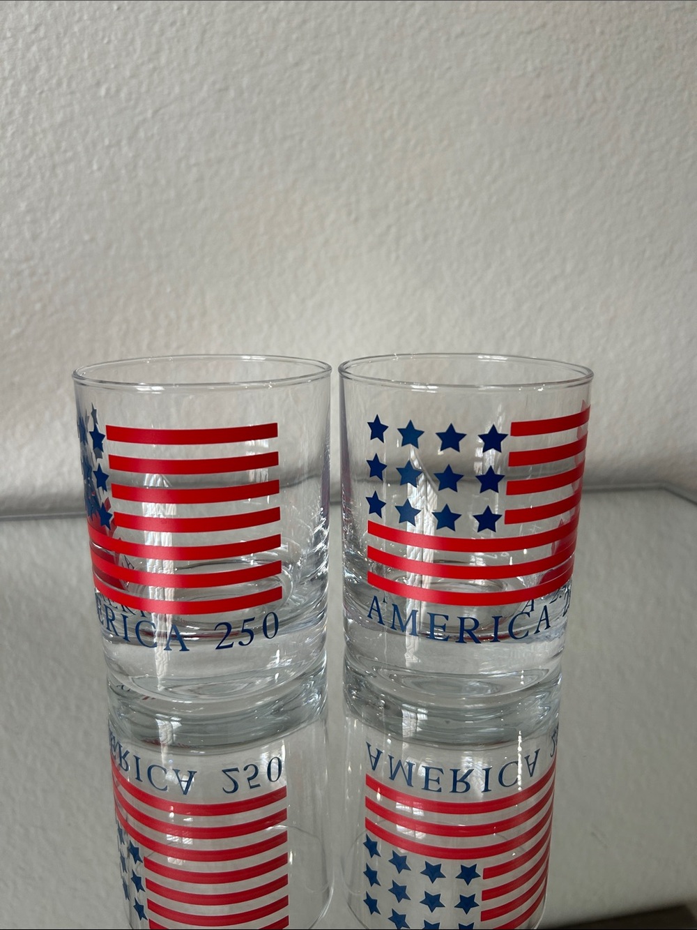 America 250 drinking glasses, Stars and Stripes, set of 2, NEW - Picture 2 of 6
